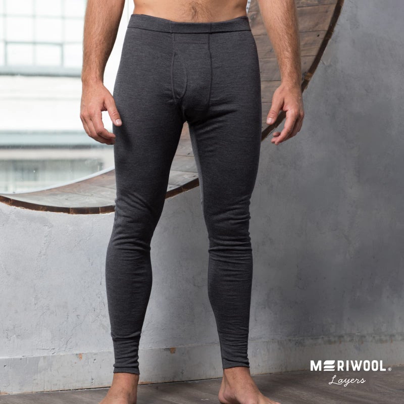 MERIWOOL Menâ€™s Base Layer Bottoms - Lightweight Merino Wool Thermal Pants Charcoal Gray - Image 4